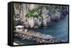 Sun Bathing Dock Along the Sorrento Water Front, Italy-Terry Eggers-Framed Stretched Canvas