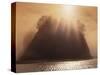 Sun Beams Breaking through Fog over Sea Stack-James Randklev-Stretched Canvas