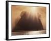 Sun Beams Breaking through Fog over Sea Stack-James Randklev-Framed Photographic Print