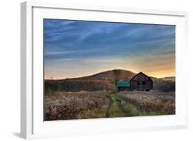 Sun Begins to Rise over a Rustic Old Barn.-Michael G Mill-Framed Photographic Print