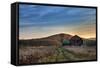 Sun Begins to Rise over a Rustic Old Barn.-Michael G Mill-Framed Stretched Canvas