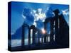 Sun Behind Temple of Poseidon-Larry Lee-Stretched Canvas