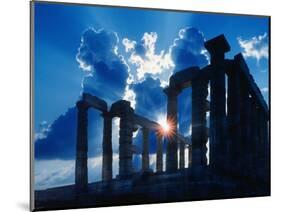 Sun Behind Temple of Poseidon-Larry Lee-Mounted Premium Photographic Print