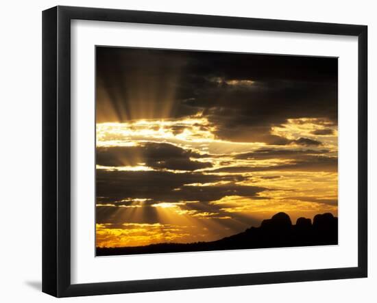 Sun Bursts Behind The Olgas, Uluru Kata Tjuta National Park, Australia-Merrill Images-Framed Premium Photographic Print