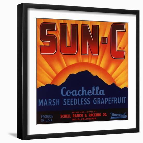 Sun C Brand - Indio, California - Citrus Crate Label-Lantern Press-Framed Art Print