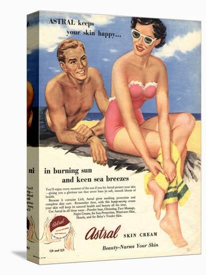 Sun Creams Lotions Tan Tanning Sunburn Astral Suntans Sunbathing, UK, 1950-null-Stretched Canvas