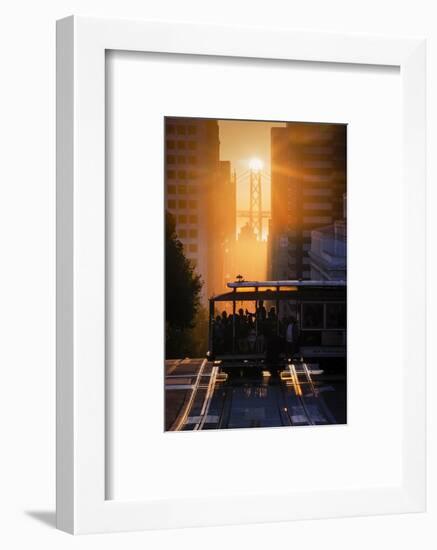 Sun Cresting the Bay Bridge, California Street, San Francisco-Vincent James-Framed Photographic Print