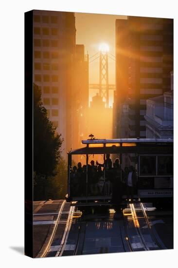 Sun Cresting the Bay Bridge, California Street, San Francisco-Vincent James-Stretched Canvas