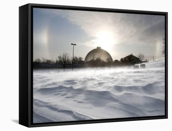 Sun Dog Forms Above the Desert Dome at Omaha's Henry Doorly Zoo, in Omaha, Nebraska-null-Framed Stretched Canvas