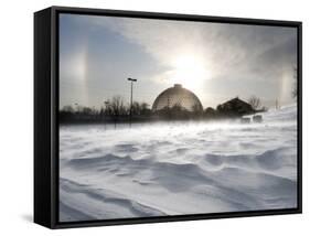 Sun Dog Forms Above the Desert Dome at Omaha's Henry Doorly Zoo, in Omaha, Nebraska-null-Framed Stretched Canvas