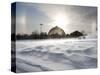 Sun Dog Forms Above the Desert Dome at Omaha's Henry Doorly Zoo, in Omaha, Nebraska-null-Stretched Canvas