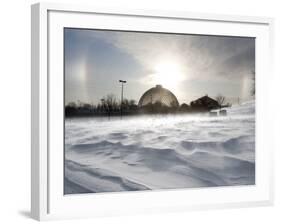 Sun Dog Forms Above the Desert Dome at Omaha's Henry Doorly Zoo, in Omaha, Nebraska-null-Framed Photographic Print