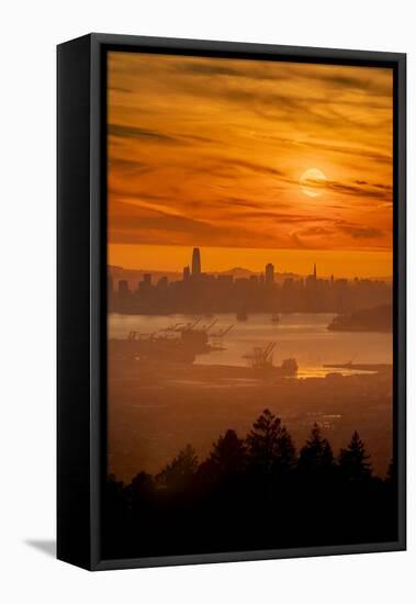 Sun Drop, Over San Francisco, Awe Inspiring Sunset View-Vincent James-Framed Stretched Canvas