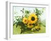 Sun Flowers And Green Vine Bouquet with Green Mountain Tops-null-Framed Photographic Print