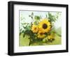 Sun Flowers And Green Vine Bouquet with Green Mountain Tops-null-Framed Photographic Print