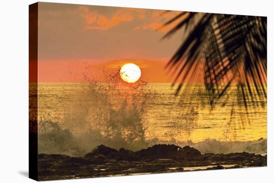 Sun Going Down Behind Surf Spray at This Resort Near Mal Pais, Santa Teresa, Costa Rica-Rob Francis-Stretched Canvas
