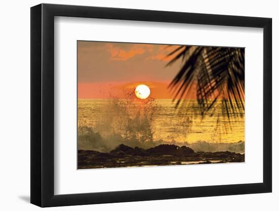 Sun Going Down Behind Surf Spray at This Resort Near Mal Pais, Santa Teresa, Costa Rica-Rob Francis-Framed Photographic Print