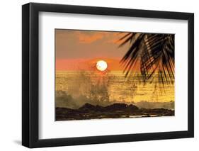 Sun Going Down Behind Surf Spray at This Resort Near Mal Pais, Santa Teresa, Costa Rica-Rob Francis-Framed Photographic Print