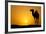 Sun Going Down in a Hot Desert: Silhouette of a Wild Camel at Sunset-l i g h t p o e t-Framed Photographic Print