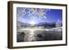 Sun Illuminates Tree Branches Covered with Frost Along the River Inn. Sils-ClickAlps-Framed Photographic Print