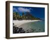 Sun Loungers on Beach and Mont Brabant (Le Morne Brabant), Mauritius, Indian Ocean-Michael Runkel-Framed Photographic Print