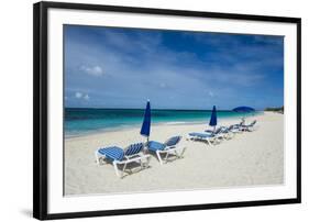 Sun loungers on world class Shoal Bay East beach, Anguilla, British Oversea territory, West Indies,-Michael Runkel-Framed Photographic Print