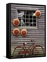 Sun Masks and Bicycle, Wiscasset, Maine, USA-Walter Bibikow-Framed Stretched Canvas