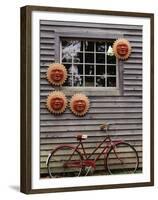 Sun Masks and Bicycle, Wiscasset, Maine, USA-Walter Bibikow-Framed Premium Photographic Print