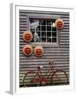 Sun Masks and Bicycle, Wiscasset, Maine, USA-Walter Bibikow-Framed Premium Photographic Print