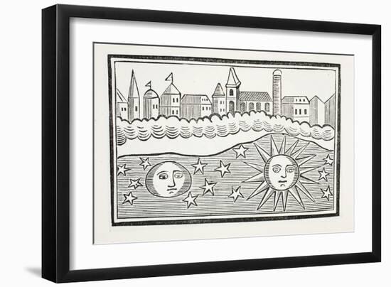 Sun, Moon, Stars and Earth Transposed, Illustration from 'Chap-Books of the Eighteenth Century'…-null-Framed Giclee Print