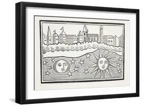 Sun, Moon, Stars and Earth Transposed, Illustration from 'Chap-Books of the Eighteenth Century'…-null-Framed Giclee Print