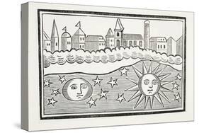 Sun, Moon, Stars and Earth Transposed, Illustration from 'Chap-Books of the Eighteenth Century'…-null-Stretched Canvas