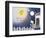 Sun, Moon, Stars-Blue Fish-Framed Art Print