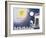 Sun, Moon, Stars-Blue Fish-Framed Art Print