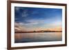 Sun Painting the City Skyline Gold, Blue Water and Sky-West Coast Scapes-Framed Photographic Print