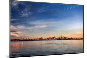Sun Painting the City Skyline Gold, Blue Water and Sky-West Coast Scapes-Mounted Photographic Print