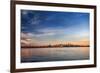 Sun Painting the City Skyline Gold, Blue Water and Sky-West Coast Scapes-Framed Photographic Print