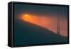 Sun Peeking Through the Fog at Golden Gate Bridge-null-Framed Stretched Canvas