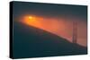 Sun Peeking Through the Fog at Golden Gate Bridge-null-Stretched Canvas