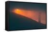 Sun Peeking Through the Fog at Golden Gate Bridge-null-Framed Stretched Canvas