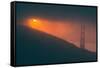 Sun Peeking Through the Fog at Golden Gate Bridge-null-Framed Stretched Canvas