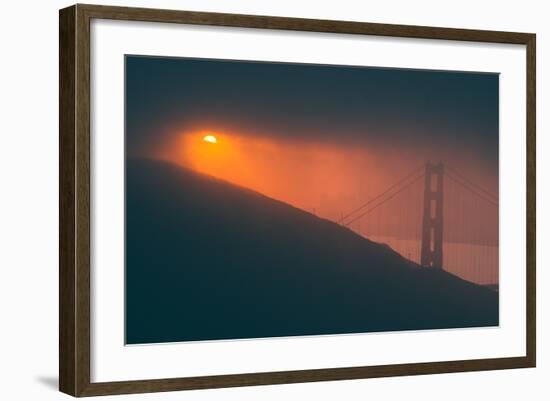 Sun Peeking Through the Fog at Golden Gate Bridge-null-Framed Photographic Print