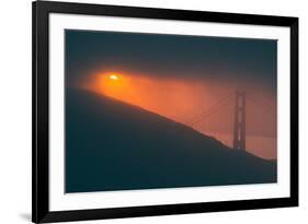 Sun Peeking Through the Fog at Golden Gate Bridge-null-Framed Photographic Print