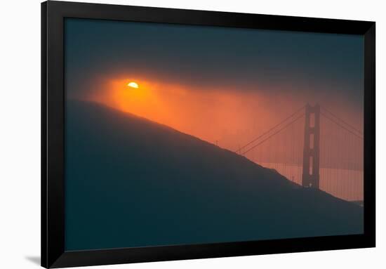 Sun Peeking Through the Fog at Golden Gate Bridge-null-Framed Photographic Print