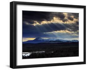 Sun Rays Filter Through Clouds over Mount Katahdin in Maine's Baxter State Park-null-Framed Photographic Print