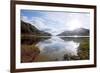 Sun Reflection of Loch Shiel Lake at Glenn Finnan Highlands Scotland-vichie81-Framed Photographic Print