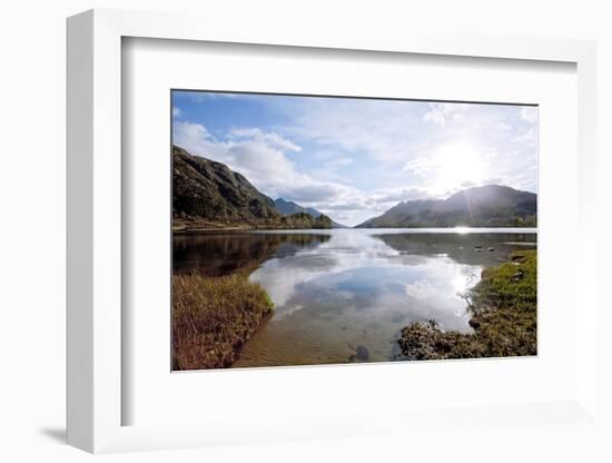 Sun Reflection of Loch Shiel Lake at Glenn Finnan Highlands Scotland-vichie81-Framed Photographic Print