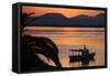 Sun Rise over the Lagoon of Sant'Antioco, Sardinia, Italy, Mediterranean, Europe-Oliviero Olivieri-Framed Stretched Canvas