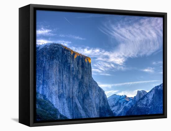 Sun Rises, First Light on Top of El Capitan, Yosemite, California, USA-Tom Norring-Framed Stretched Canvas