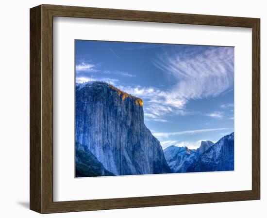Sun Rises, First Light on Top of El Capitan, Yosemite, California, USA-Tom Norring-Framed Photographic Print